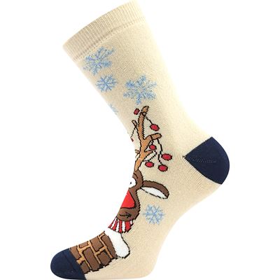 RUDY Christmas terry socks with reindeer CREAM