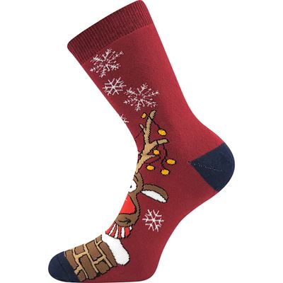 RUDY Christmas terry socks with reindeer WINE