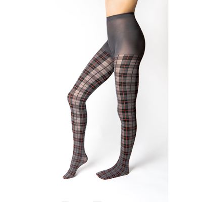 SARA black and red checked tights