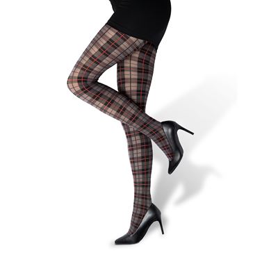 SARA black and red checked tights