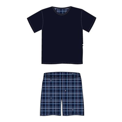 SAXON short-sleeved pyjamas, dark blue CHECKS