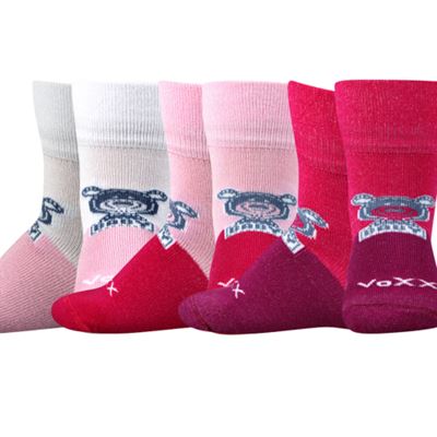 SEBÍK bamboo baby socks with teddy bear GIRLS (3 pairs)