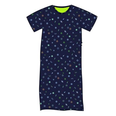 SEEKING short-sleeved night shirt with BIKE II panels, dark blue
