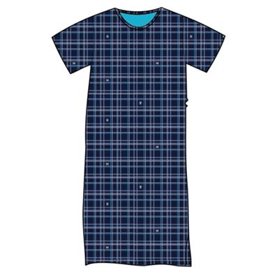SEEKING dark blue CHECKED short-sleeved nightshirt