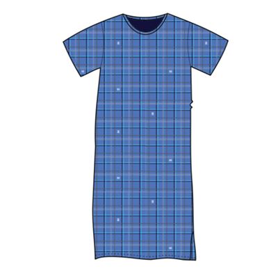 SEEKING blue CHECKED short-sleeved nightshirt
