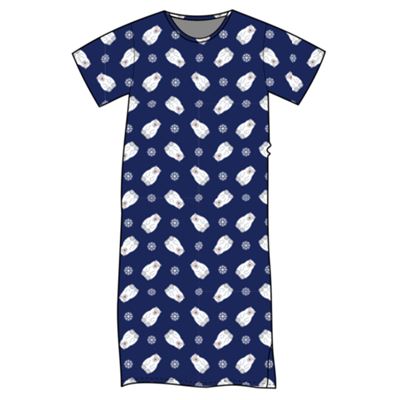 SEEKING dark blue BEARS AND SNOWFLAKES short-sleeved nightshirt