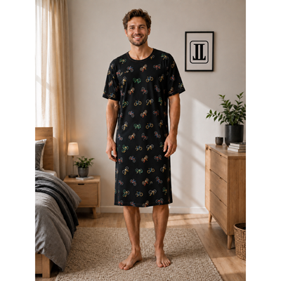 SEEKING black BIKE short-sleeved night shirt