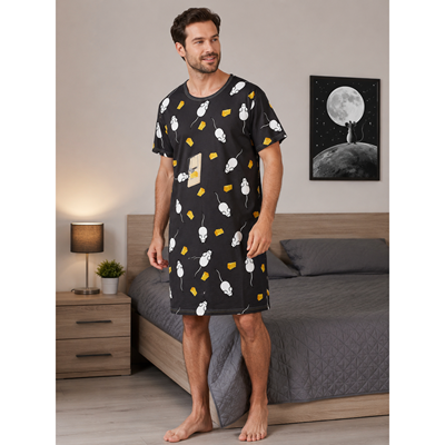 SEEKING short-sleeved nightshirt, dark grey MYŠKY
