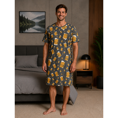 SEEKING short-sleeved nightshirt, dark grey, large PIVO