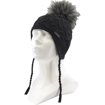 SHUMA girls' knitted hat with pompom, ANTHRACITE