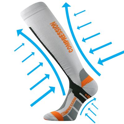 SIGNAL anatomically shaped compression knee socks with silver ions LIGHT GREY