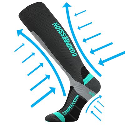 SIGNAL anatomically shaped compression knee socks with silver ions, DARK GREY