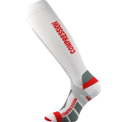 SIGNAL anatomically shaped compression knee socks with silver ions, WHITE-RED