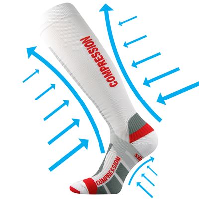 SIGNAL anatomically shaped compression knee socks with silver ions, WHITE-RED