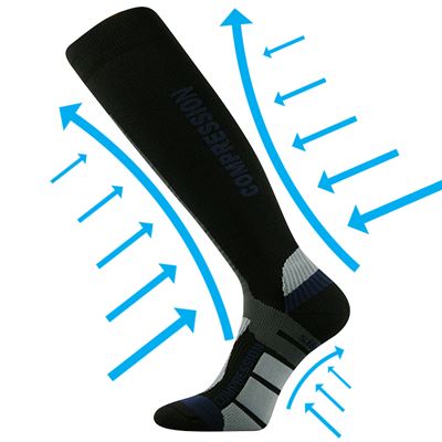 SIGNAL anatomically shaped compression knee socks with silver ions BLACK-BLUE