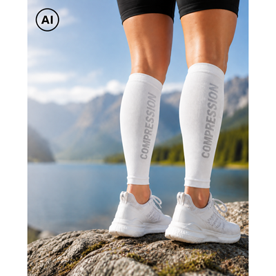 SIGNAL compression calf sleeve with silver ions, WHITE