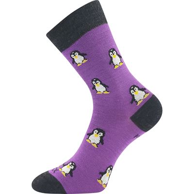 Women's thin merino socks SNĚŽENKA with silver ions PURPLE