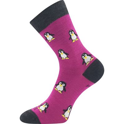 Women's thin merino socks SNĚŽENKA with silver ions FUXIA