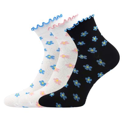 SOPHIA women's socks with decorative trim MIX with flowers (3 pairs)