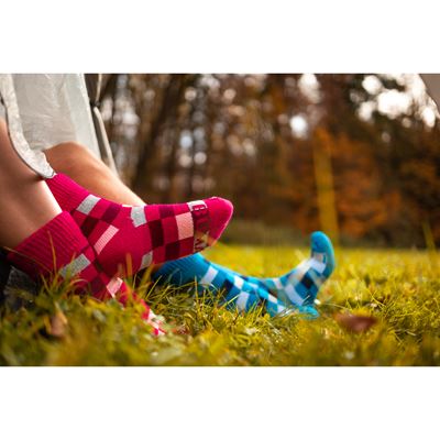Thick home socks SPACÍ checkered MAGENTA