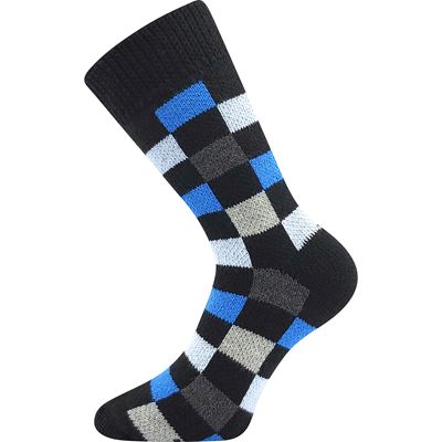 Thick home socks, checked, BLACK