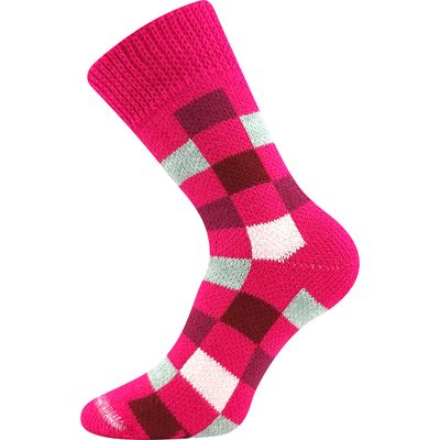 Thick home socks SPACÍ checkered MAGENTA