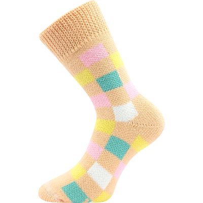 Thick home socks, checked, APRICOT