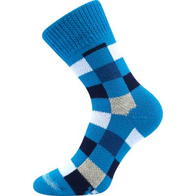 Thick home socks, checked, BLUE