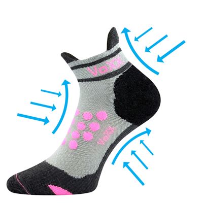 Compression sports socks SPRINTER low with silver ions LIGHT GRAY WITH PINK