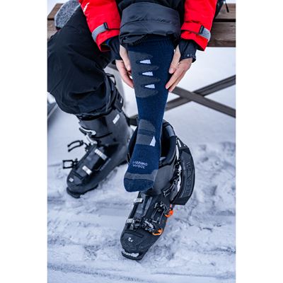 STABIL winter thermo knee socks made of merino wool with silver DARK BLUE