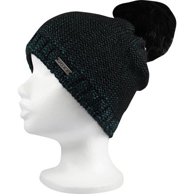 Women's knitted TALISMAN hat made of merino wool and mohair BLACK-TURQUOISE
