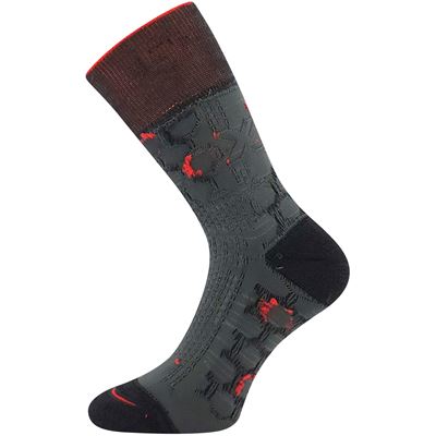 Double-layer socks with soft cuffs TAYRON made of merino wool with silver ions DARK GREY