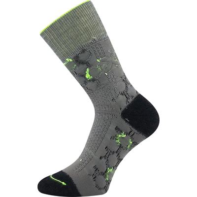 TAYRON double-layer socks with soft cuffs, made of merino wool with silver ions, LIGHT GREY with GREEN