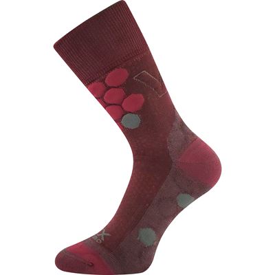 TAYRON double-layer socks with soft cuffs, made of merino wool with silver ions, WINE RED