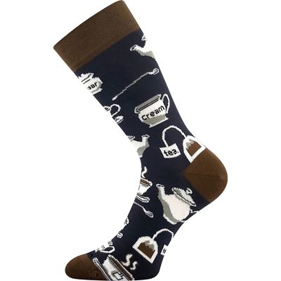 Socks in a jar with a tea motif TEA pattern 2