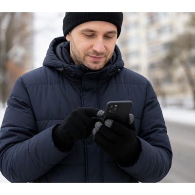 TOUCH 01 unisex knitted gloves for touchscreens BLACK BOMA 123411 2