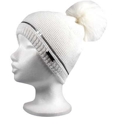 TRAFIC women's knitted hat with reflective element, WHITE
