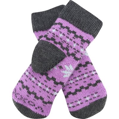 TRONDELAG SET of winter socks and knitted mittens with silver ions PURPLE