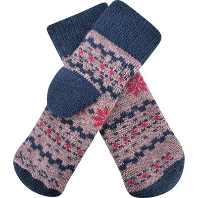 TRONDELAG SET of winter socks and knitted mittens with silver ions, DARK PINK