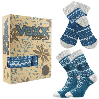 Set of winter socks and knitted mittens TRONDELAG SET with silver ions PETROLEUM