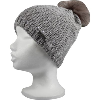 TWINGO women's knitted hat with sequins and pompom GREY