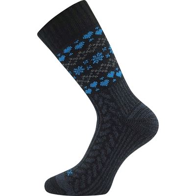 Women's winter wool socks VELTRA black with petrol blue