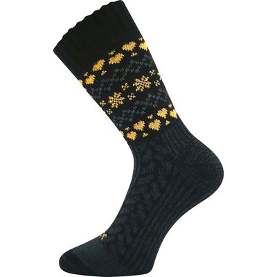 Women's winter wool socks VELTRA black with honey