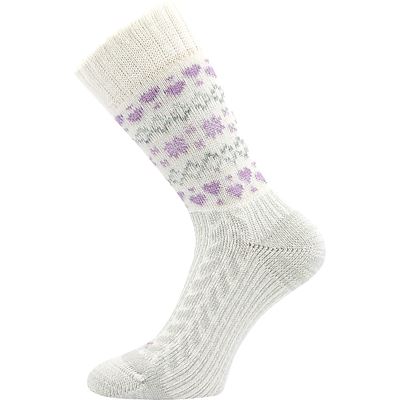 VELTRA women's winter wool socks, cream with lavender