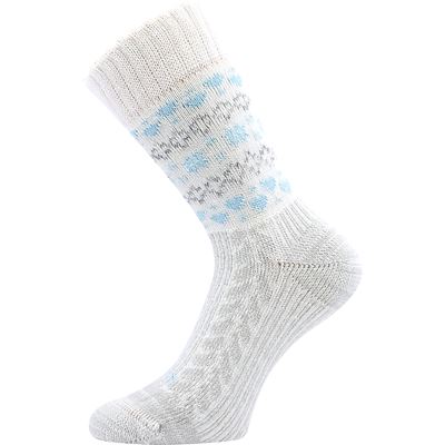 Women's winter wool socks VELTRA cream with azure