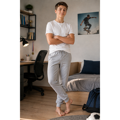 VENON children's cotton sweatpants, LIGHT GREY MELANGE VoXX 123689 2