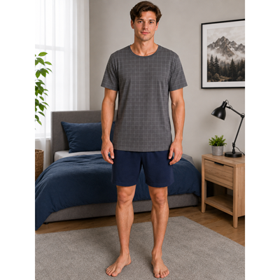 VENTOR short-sleeved pyjamas with a subtle pattern D-01