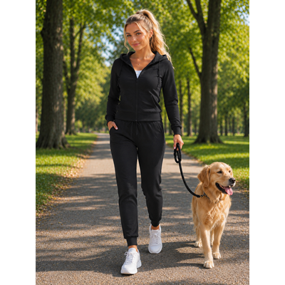VENUS women's cotton tracksuit bottoms, BLACK