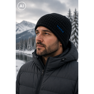 VERSO men's knitted reversible cap BLACK-BLUE