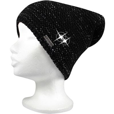 Women's knitted hat VIVARO with lurex BLACK-SILVER